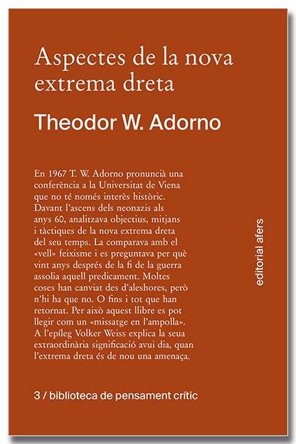 ASPECTES DE LA NOVA EXTREMA DRETA | 9788418618413 | THEODOR W. ADORNO 