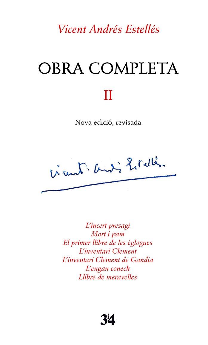 OBRA COMPLETA II | 9788475029696 | ANDRES ESTELLES, VICENT