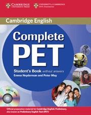 COMPLETE PET STUDENT'S BOOK WITHOUT ANSWERS WITH CD-ROM | 9780521746489 | EMMA HEYDERMAN & PETER MAY