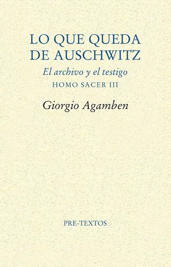 Lo que queda de Auschwitz | 9788481916881 | Giorgio Agamben