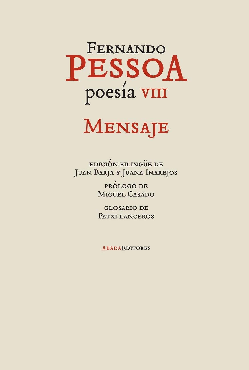 Poesía VIII. Mensaje | 9788416160594 | Fernando Pessoa