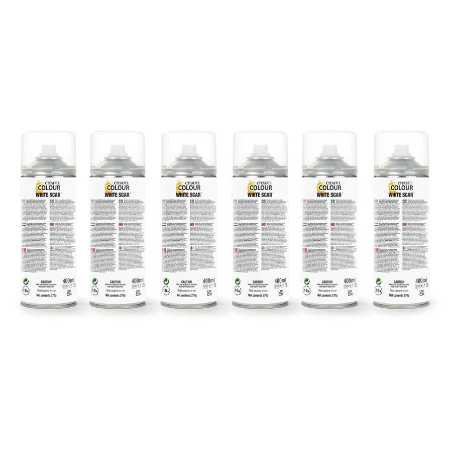 WHITE SCAR SPRAY PAINT (6-PACK) (ROW) | 99209999102069 | GAMES WORKSHOP