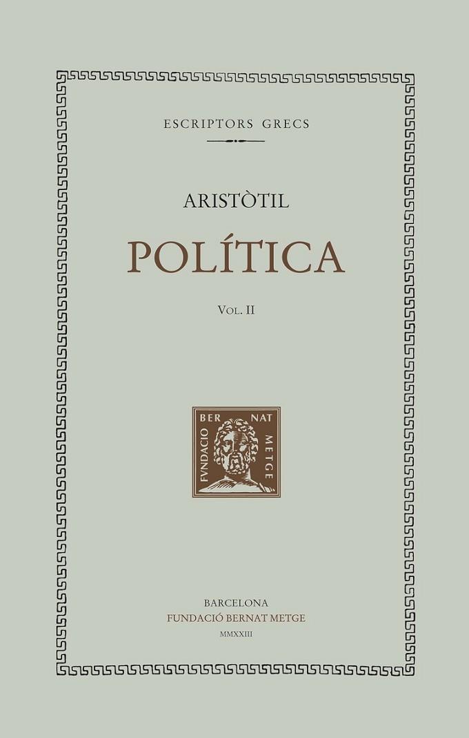 POLÍTICA VOL. II | 9788498594096 | ARISTÒTIL