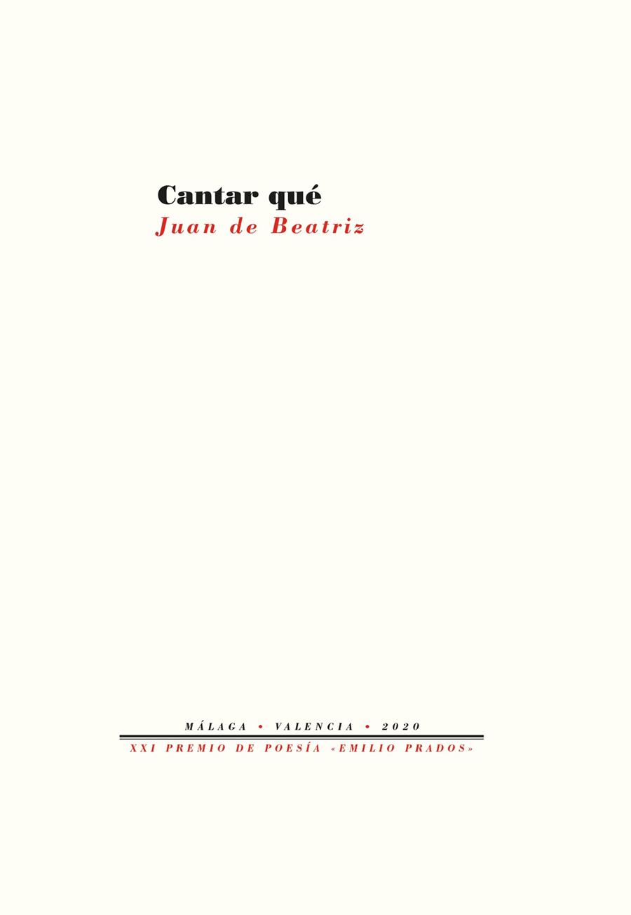 Cantar qué | 9788418178740 | Juan De Beatriz
