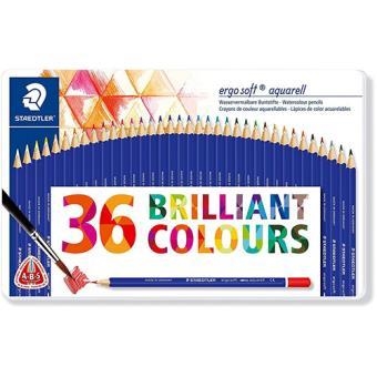 LLAPIS DE FUSTA ERGO SOFT AQUARELL 36 BRILLIANT COLOURS CAIXA METAL·LICA | 4007817028575 | STAEDTLER