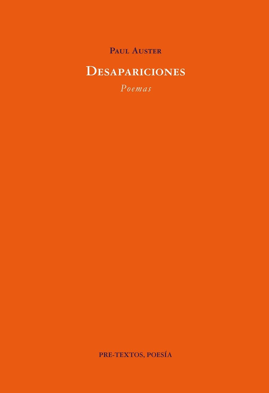 DESAPARICIONES POEMAS | 9788481910858 | PAUL AUSTER