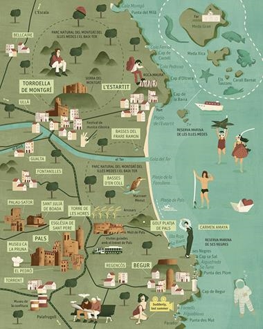 LAMINA MAPA TORROELLA DE MONTGRÍ L'ESTARTIT BEGUR PALS | 8424455006295 | ANA YAEL