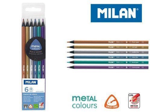 ESTOIG 6 LLAPISSOS DE COLORS METAL·LITZATS FUSTA NEGRA | 8411574070702 | MILAN