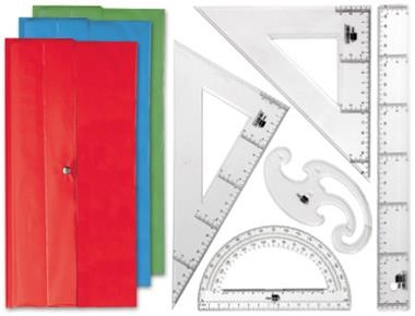 PACK ESQUADRE I CARTABO 25CM REGLE 30CM CEMICERCLE 15CM I PLANTILLA DE CORBES | 8423473218284 | LIDERPAPEL