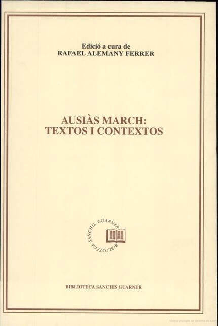 AUSIAS MARCH TEXTOS I CONTEXTOS | 9788478268726 | ALEMANY FERRER, RAFAEL