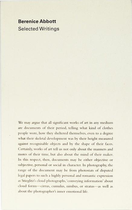 Berenice Abbott Selected Writings | 9788412090802 | BERENICE ABBOTT
