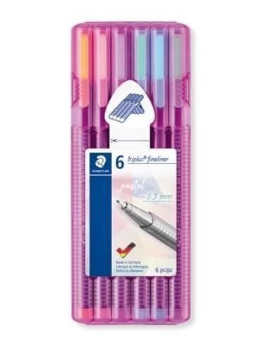 CAIXA 6 RETOLADORS TRIPLUS FINELINER COLORS PASTEL | 4007817063248 | STAEDTLER