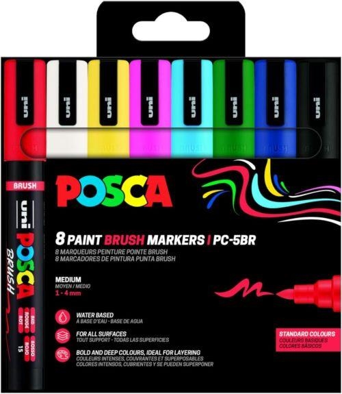 POSCA 8 COLORS PC 5BR BRUSH COLORS BASICS | 3701614902113