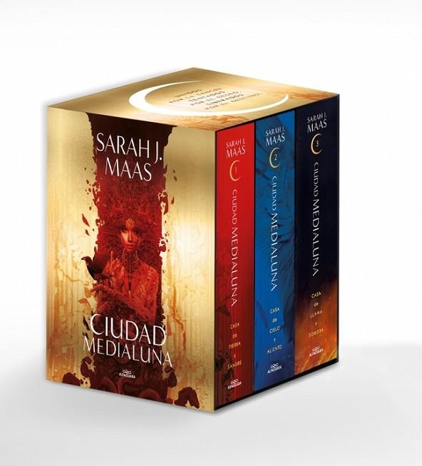ESTUCHE CIUDAD MEDIALUNA CASA DE TIERRA Y SANGRE & CASA DE CIELO Y ALIENTO & CASA DE LLAMA Y SOMBRA | 9788410190979 | SARAH J MAAS