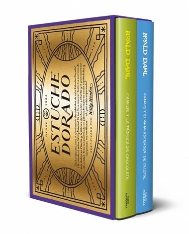 Estuche dorado de Willy Wonka Charlie y la fabrica de chocolate & Charlie y el gran ascensor de cristal | 9791387741891 | Roald Dahl